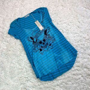 Ed Hardy Love Kills Slowly Striped Scoop Shirt neck Tee